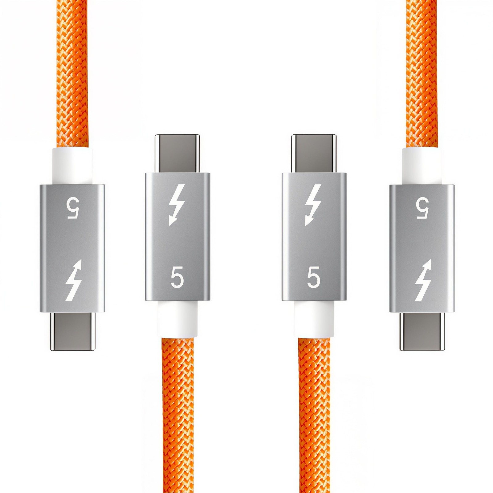 2 Pack Short Usbc Cable for Thunderbolt 5 0.8Ft(0.25M) 2Pack, Orange