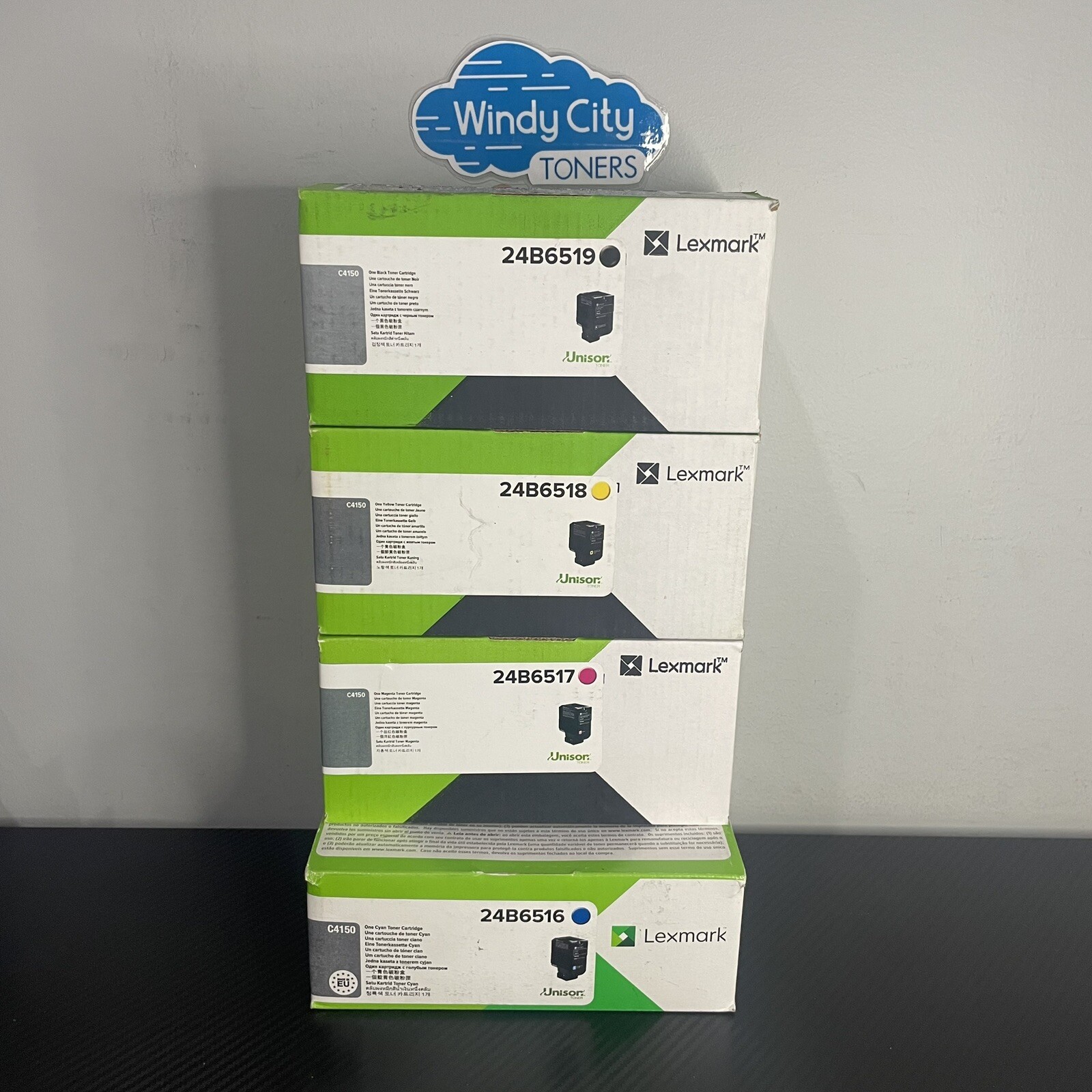 Lexmark 24B6516 6517 6518 6519 High Yield Complete Toner Set KYCM for C4150
