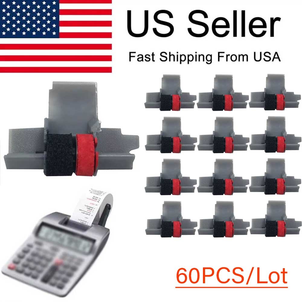 60pcs IR-40T Black & Red Calculator Ink Rollera for CP13 NR42 IR40T Sharp Casio