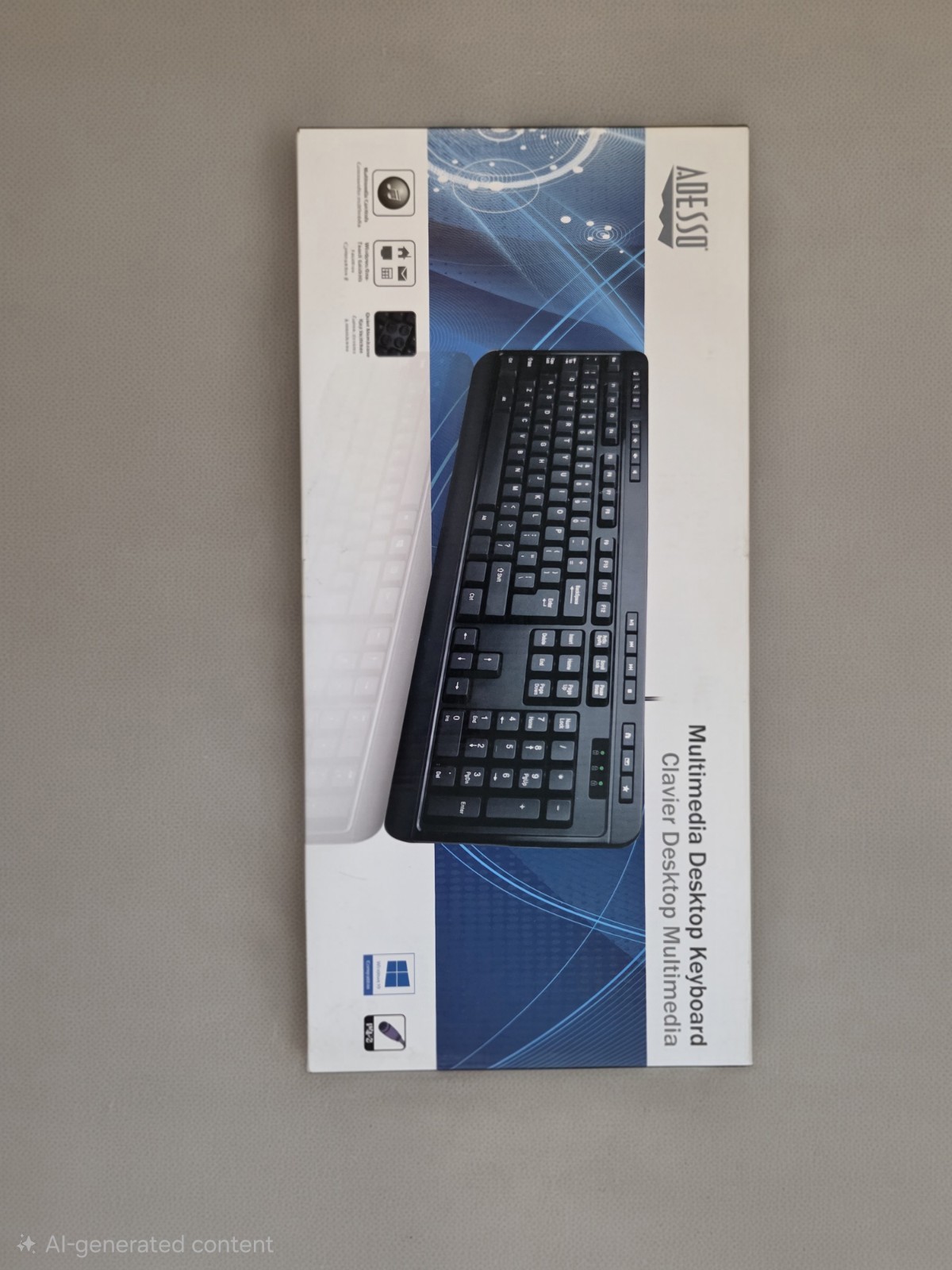 Adesso Easy Touch 132 AKB-132PB Multimedia Keyboard PS/2 Spill-Resistant NEW
