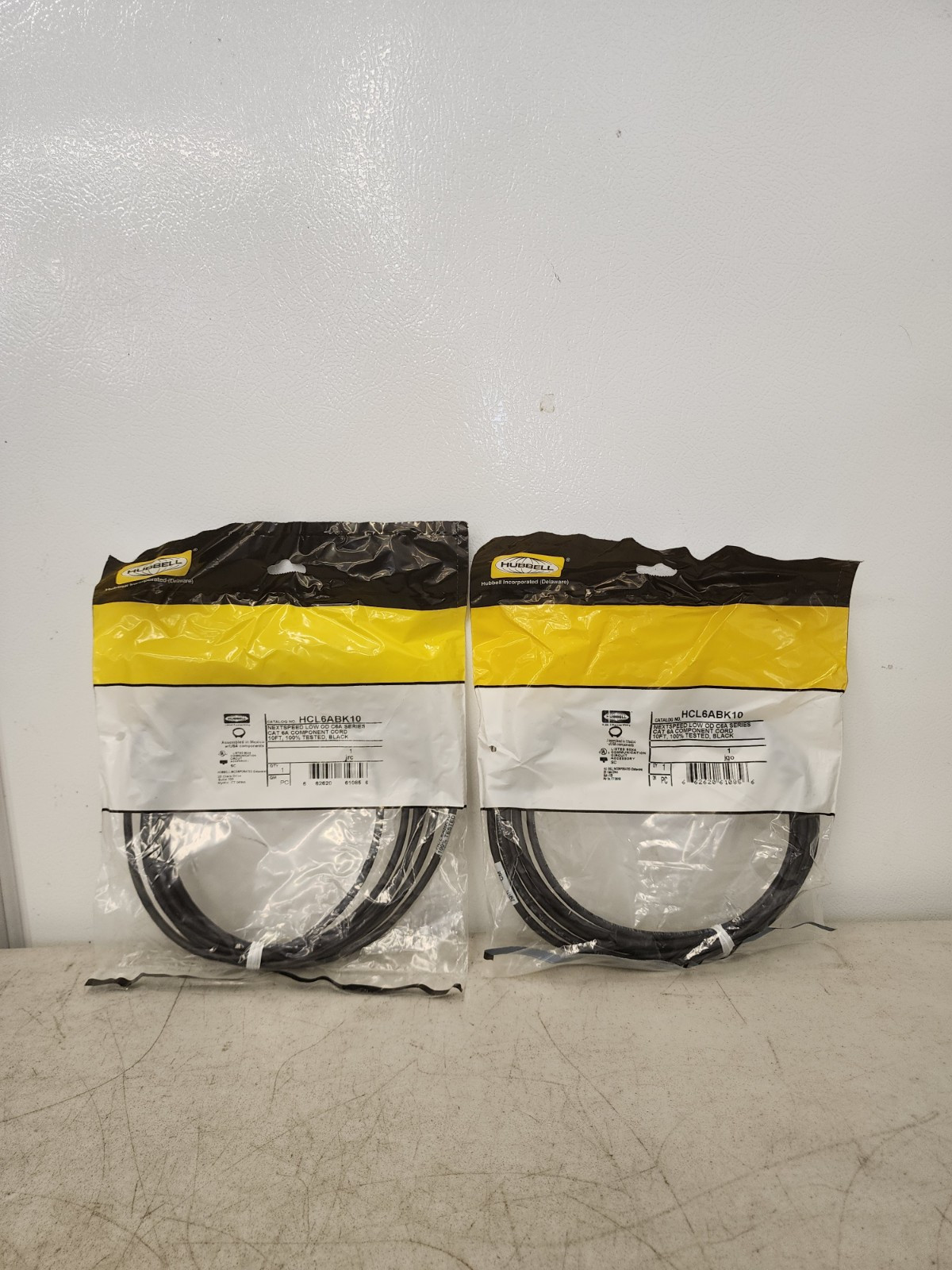 (2) Hubbell - HCL6ABK10 - NEXTSPEED Category 6A Patch Cords, Low Diameter, 10 ft
