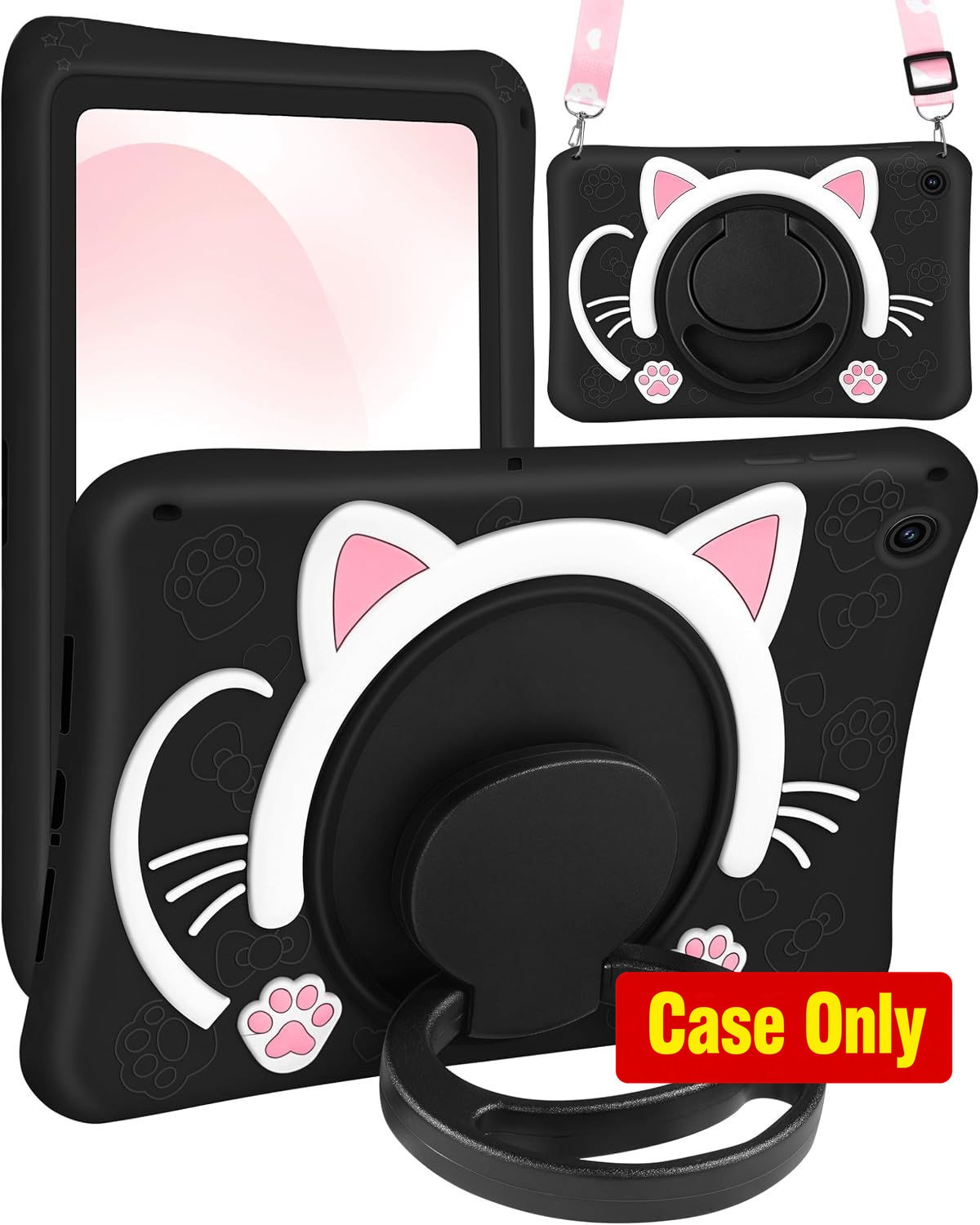 Case for Samsung Galaxy Tab A9 Plus 11” - Kawaii Black Cat with Handle & Strap