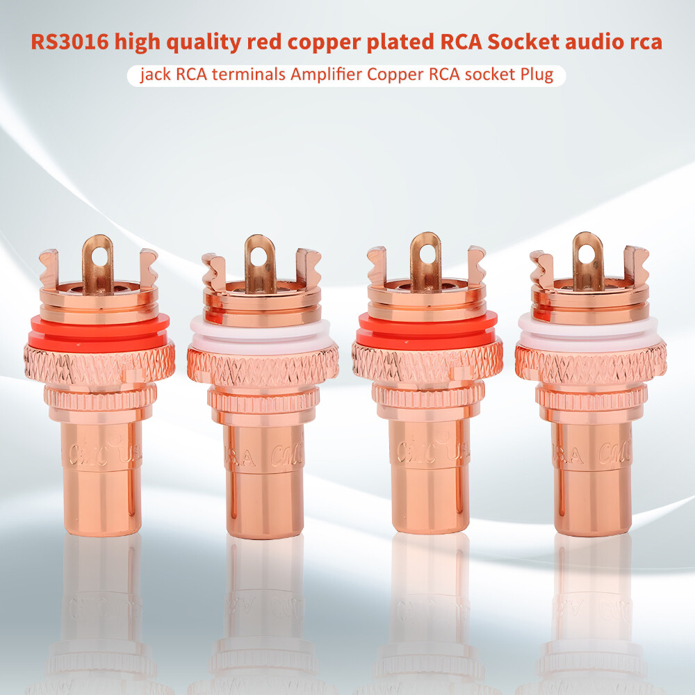4pcs CMC Red Copper Plated RCA Socket Audio RCA Jack RCA Terminals Amplifier