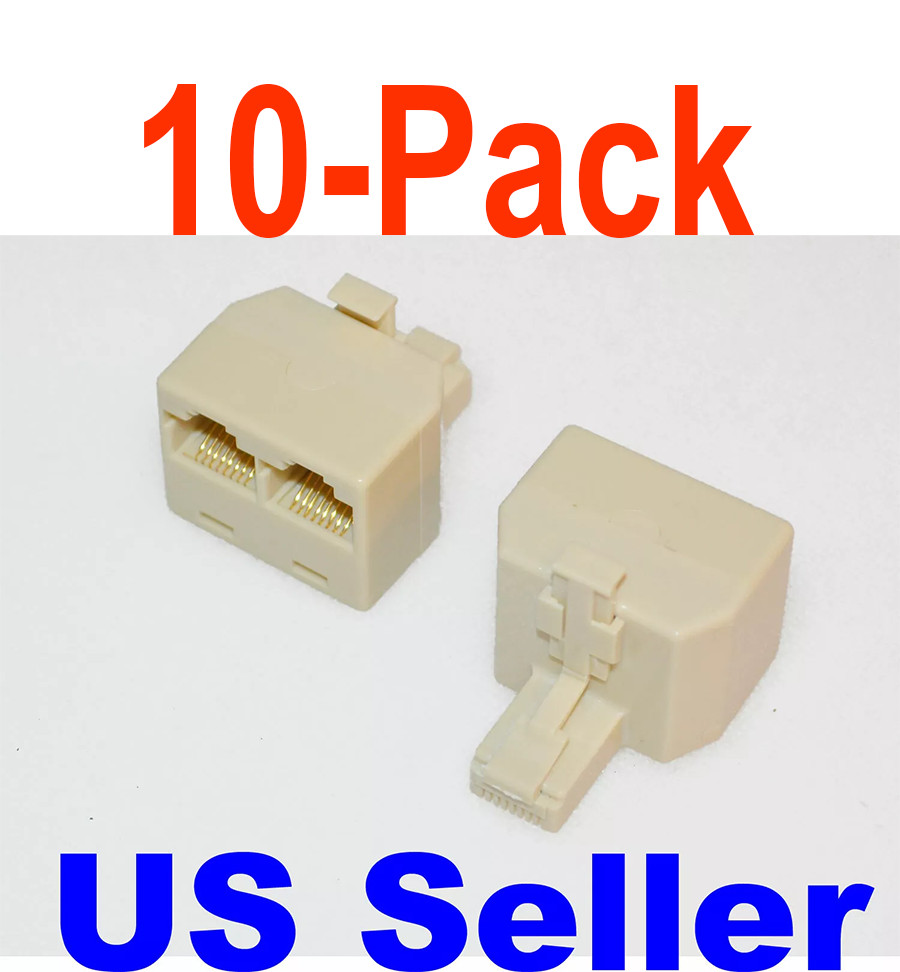 RJ45 Ethernet Network Splitter 8P8C, 1-Male to 2-Female LAN Adapter (10-Pack)