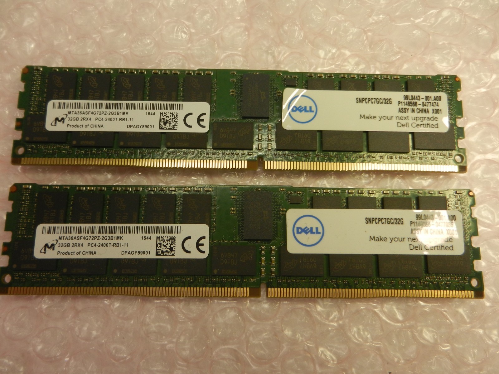 2X Lot 32GB ( 64GB ) Micron MTA36ASF4G72PZ-2G3B1MK PC4-2400T ECC DIMM Server RAM