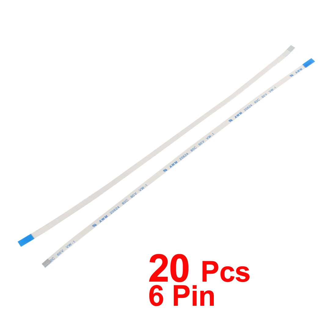 B Type 20Pcs 0.5mm Pitch 6 Pin AWM 20624 80C 60V VW-1 FFC 200mm