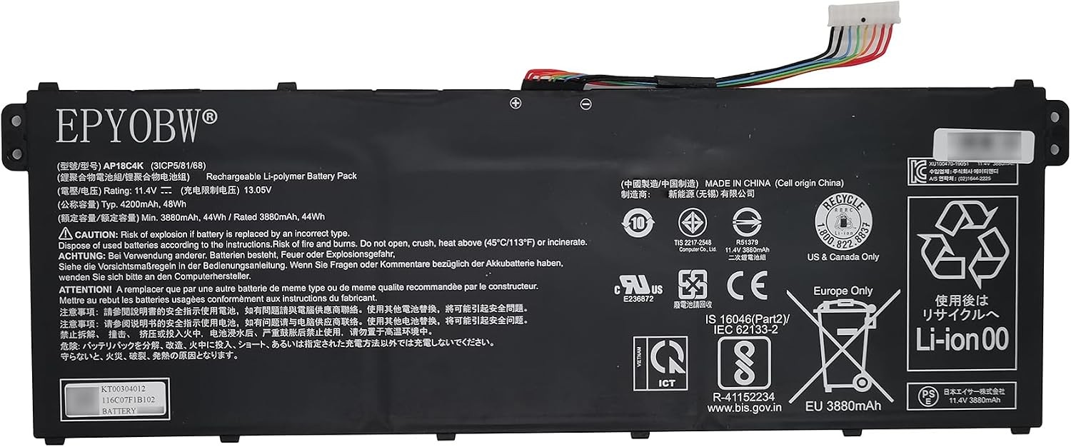AP18C4K Laptop Battery 48Wh 4200mAh 11.4V 3 Cell Compatible with Acer Spin 3