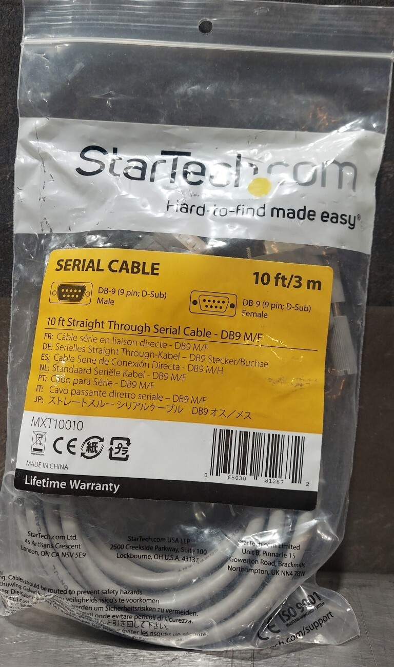 Startech MXT10010 Straight Through Serial Cable DB9-M/F 10ft
