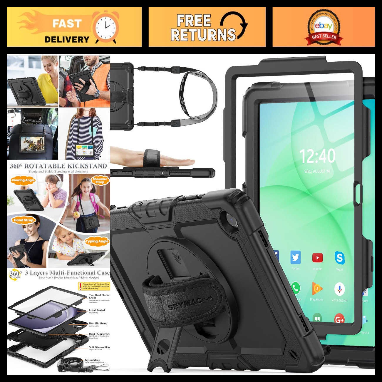 Full-Body Drop Protection Case for Samsung Galaxy Tab A11+/A9+ 11" - 360° Rotati