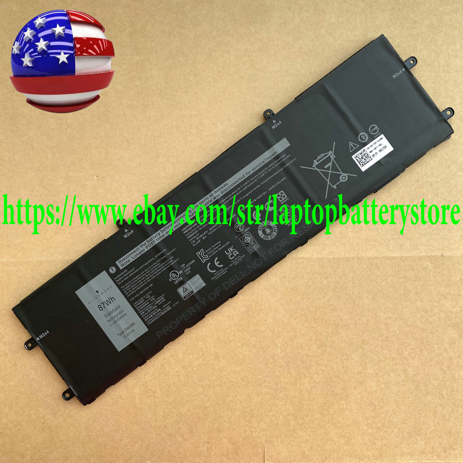 DWVRR Battery  for Dell Alienware X15 R1 R2 X17 R1 R2 Inspiron 16 7620 0817GN