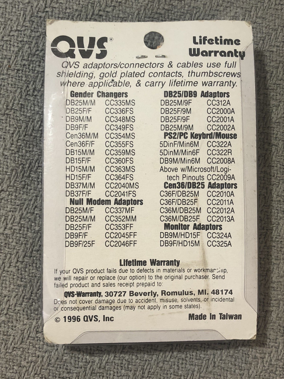 QVS SCSI Adaptor 50-pin Male NEW NOS 1996