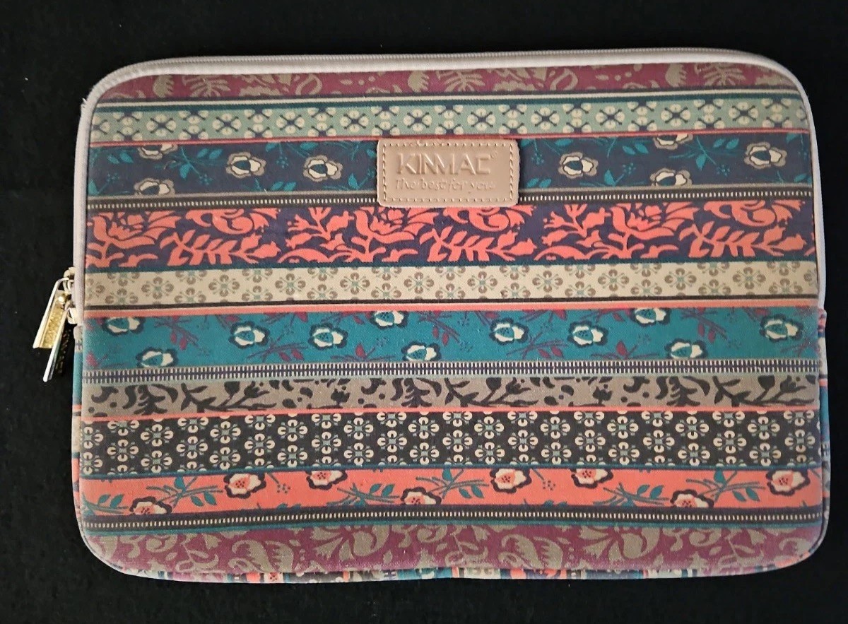 KINMAC Boho Striped Laptop Sleeve Case Double Zip Multicolor Padded Bag