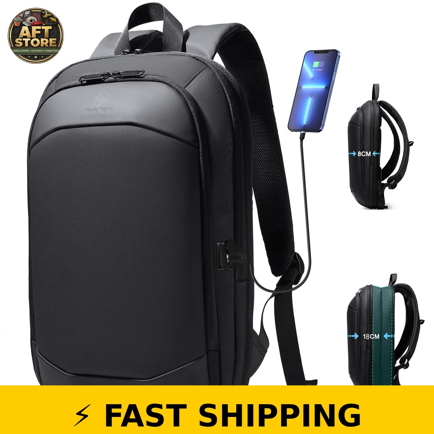 hk Business Backpack for Men, Slim & Expandable for 17 Inch Laptop