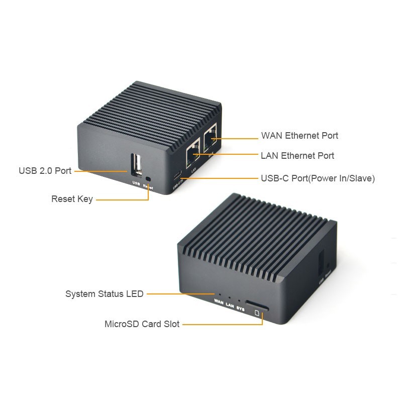 NanoPi R2S Rockchip RK3328 with CNC Metal Case Mini Router Dual Gigabit Port