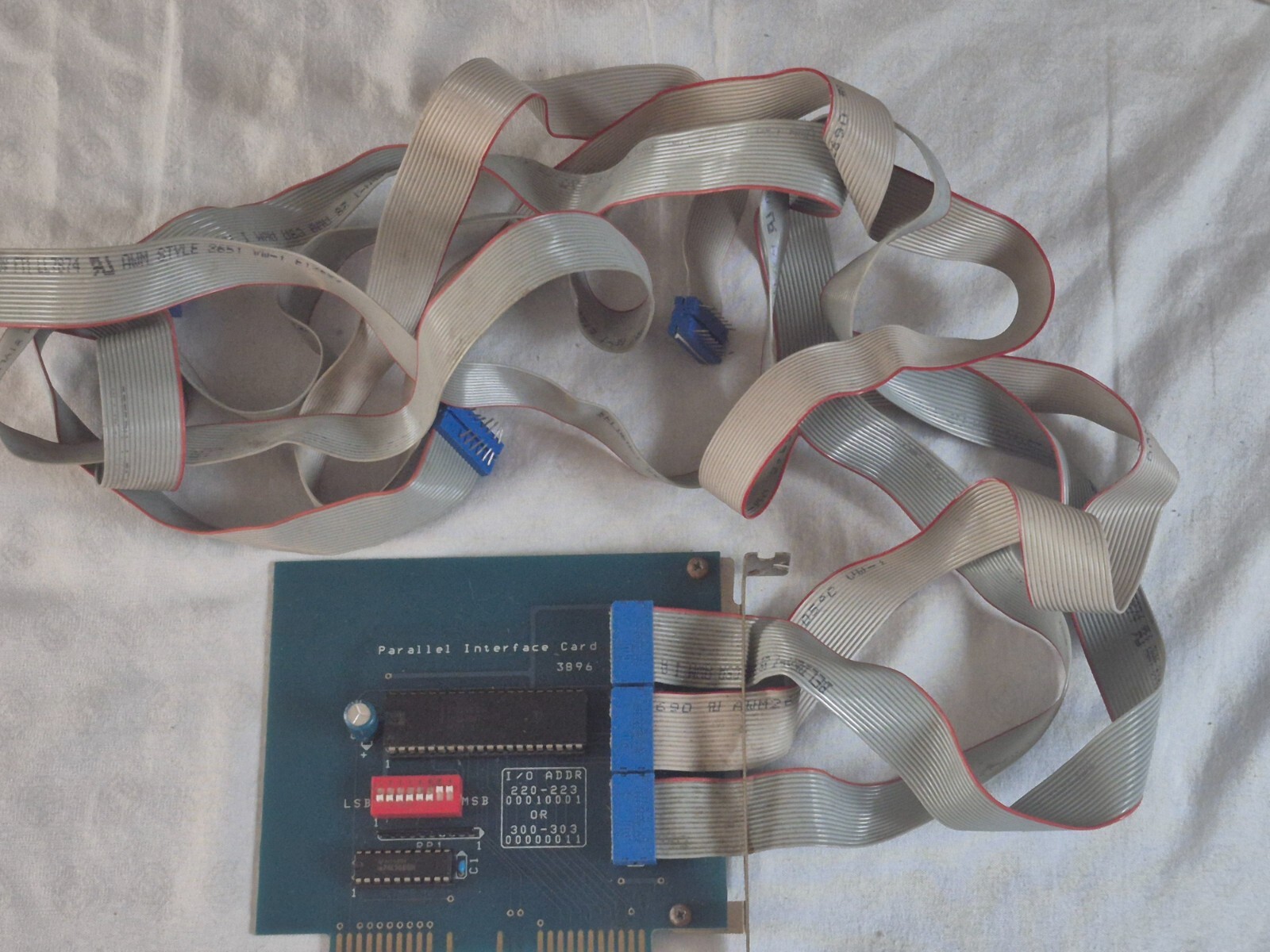 Parallel Interface Card 3896 ISA w/ Intel p8255a-5 Chip w/ cables Retro Vintage