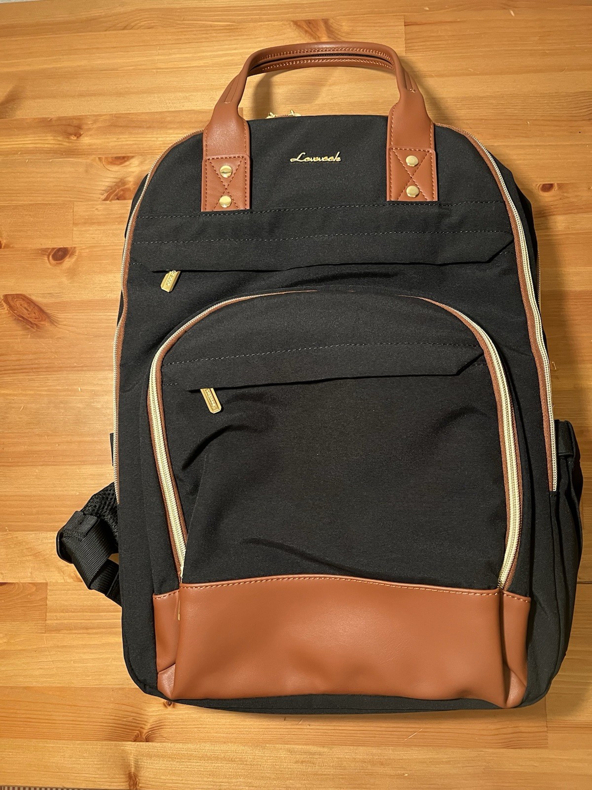 LOVEVOOK Laptop Backpack for Women Men with USB Port 15.6 Inch Black/Brown