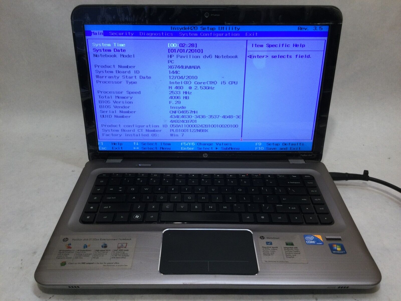 Fujitsu LifeBook T732 13.3” / Intel Core i5-3320M @ 2.60GHz / (MISSING PARTS)MR