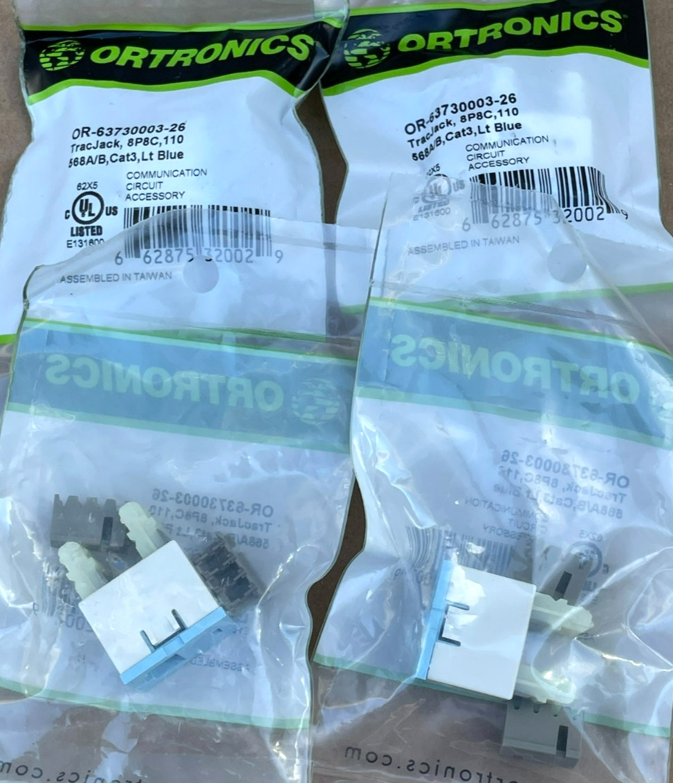 Genuine Ortronics OR-63730003-26 TracJack Light Blue Jacks (Lot of 4)