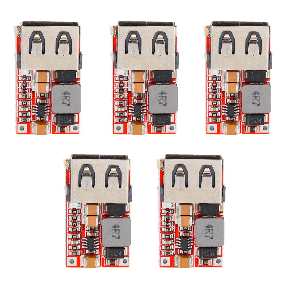 5Pcs USB Charging Module Dc-Dc Down Buck for Car Red Pcb Durable
