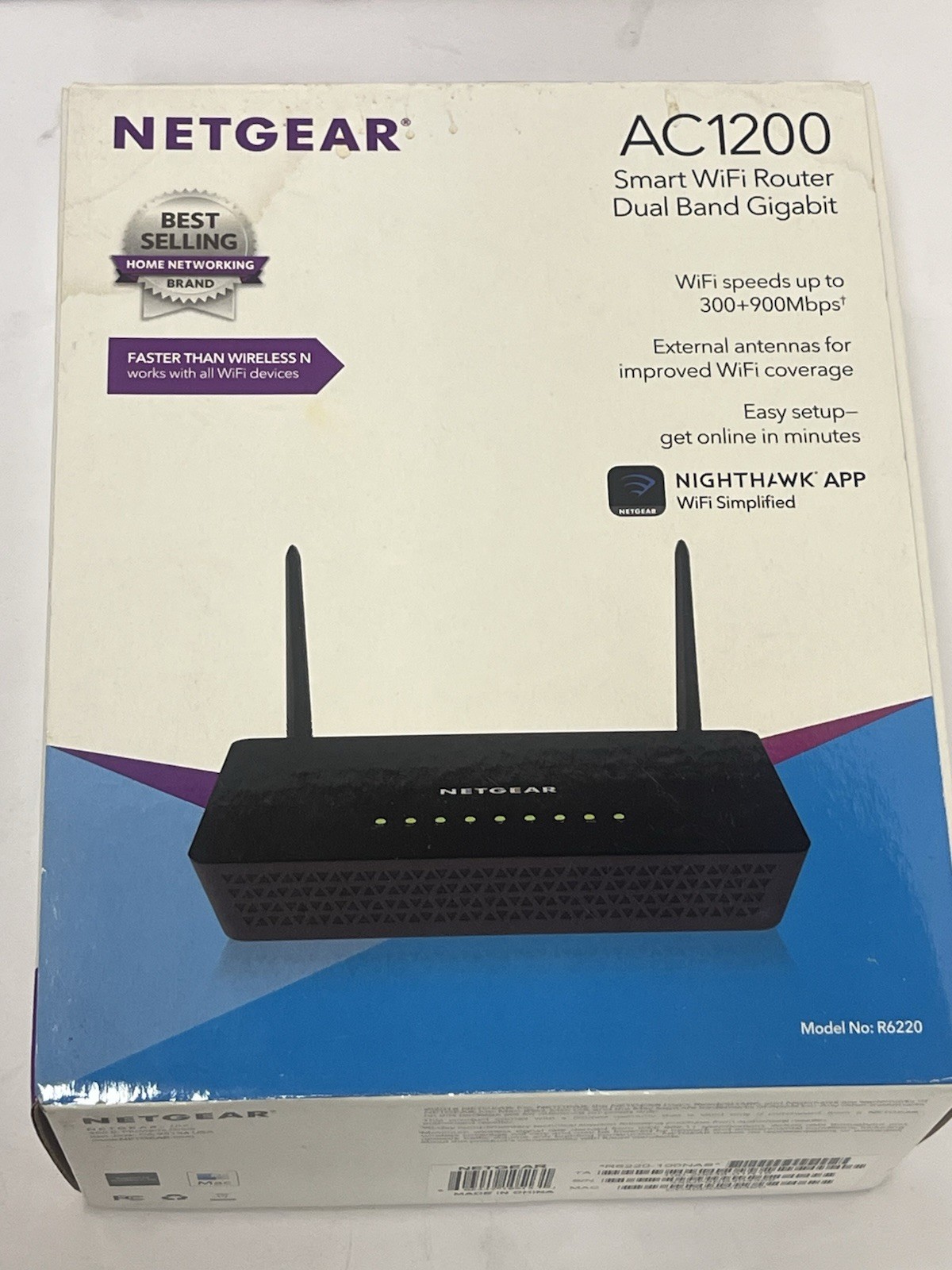 NETGEAR R6220 Smart Wi-Fi Router AC1200 Dual Band Gigabit (Nighthawk APP) New