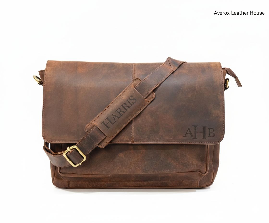 Handmade Full Grain Leather Messenger Bag Men Vintage Laptop Briefcase Satchel W