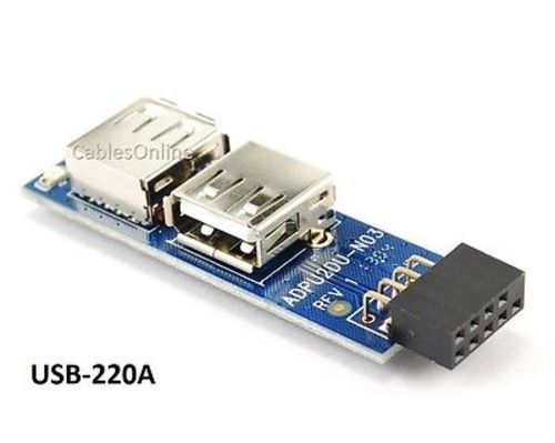 USB 2.0 9-Pin Header (2x5) to Dual USB A Female Port I Type Internal Adapter