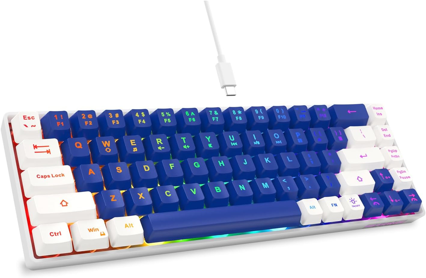 65% Gaming Keyboard, LED Backlit Mini Wired Keyboard, Ultra-Compact