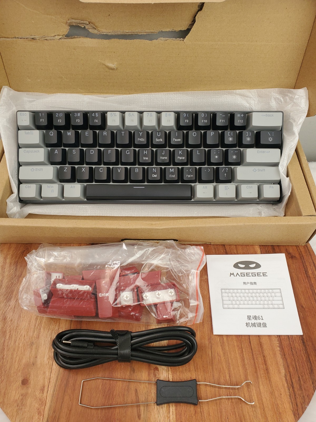 MageGee MK-Star 61 Mechanical Gaming Keyboard 60% 61-Key Black Grey BOXED