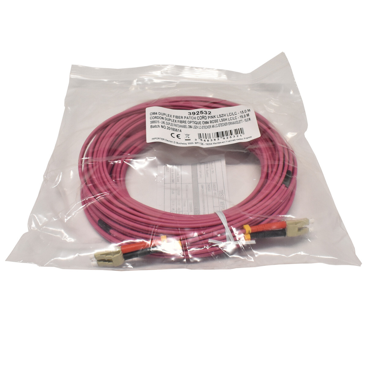 Corning OM4 Duplex Fiber Patch Cord Pink LSZH LC/LC-10m NEW NEW