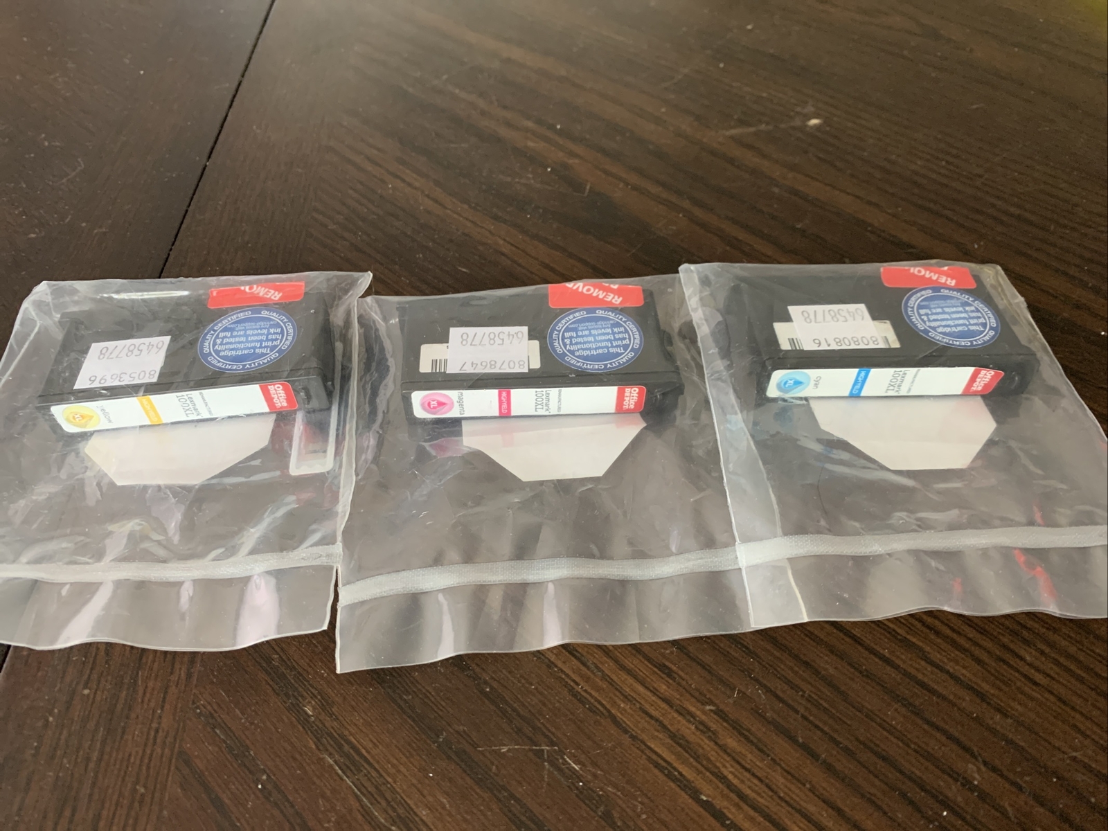 Office Depot Lexmark 100XL Cyan Yellow Magenta Refilled 3 Ink Cartridges