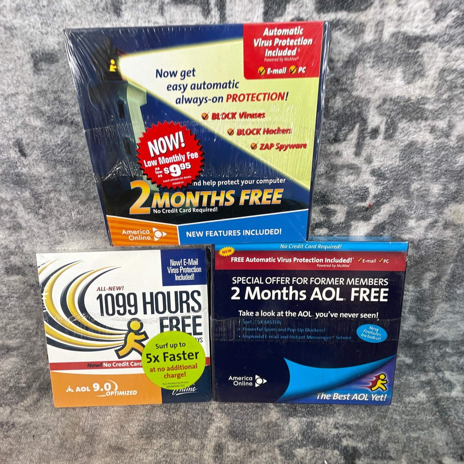 AOL America Online Software 9.0 Optimized Top Speed 1099 Hours Free Discs Sealed