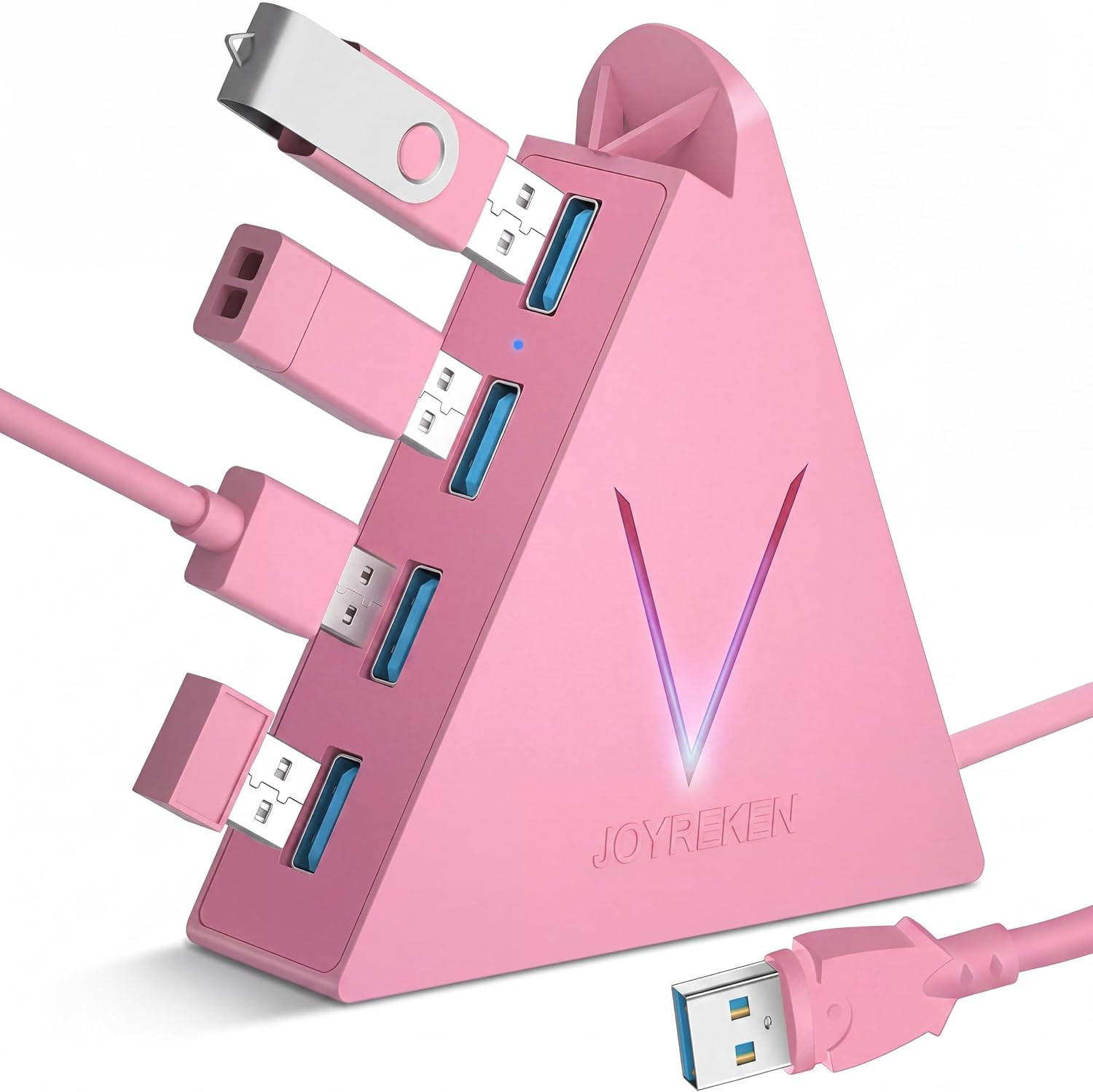 4-Port USB 3.0 Hub, Flyingvhub Vertical Data USB Hub with 2 Ft Extended Cable