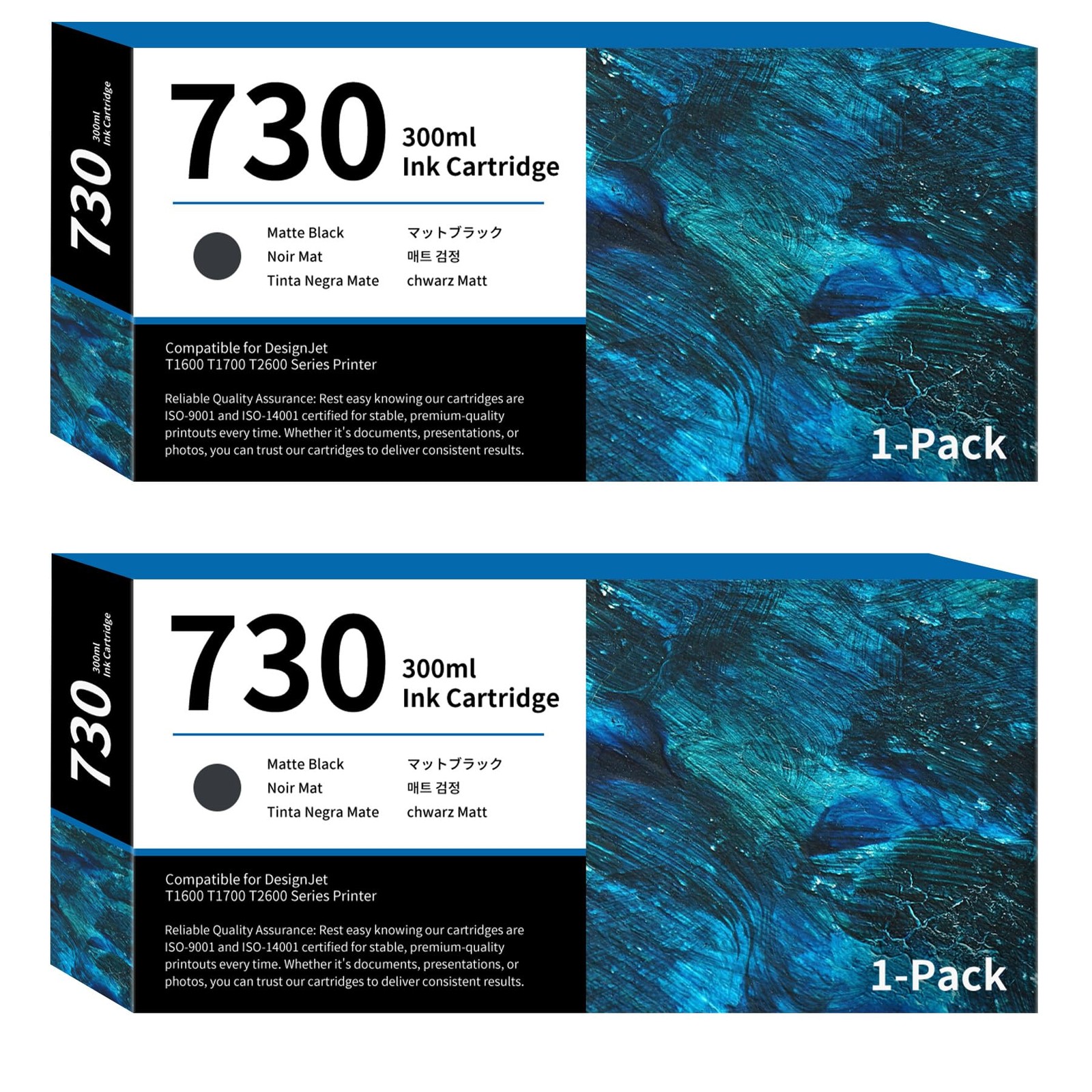 730 Ink Cartridges 2-Pack 300ml Matte Black P2V71A Replacement for HP 730 Ink...
