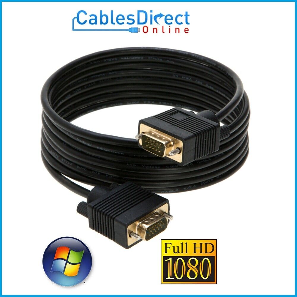 SVGA Video Cable 15-pin Male VGA Cord PC Projector Monitor Display 3FT-100FT Lot