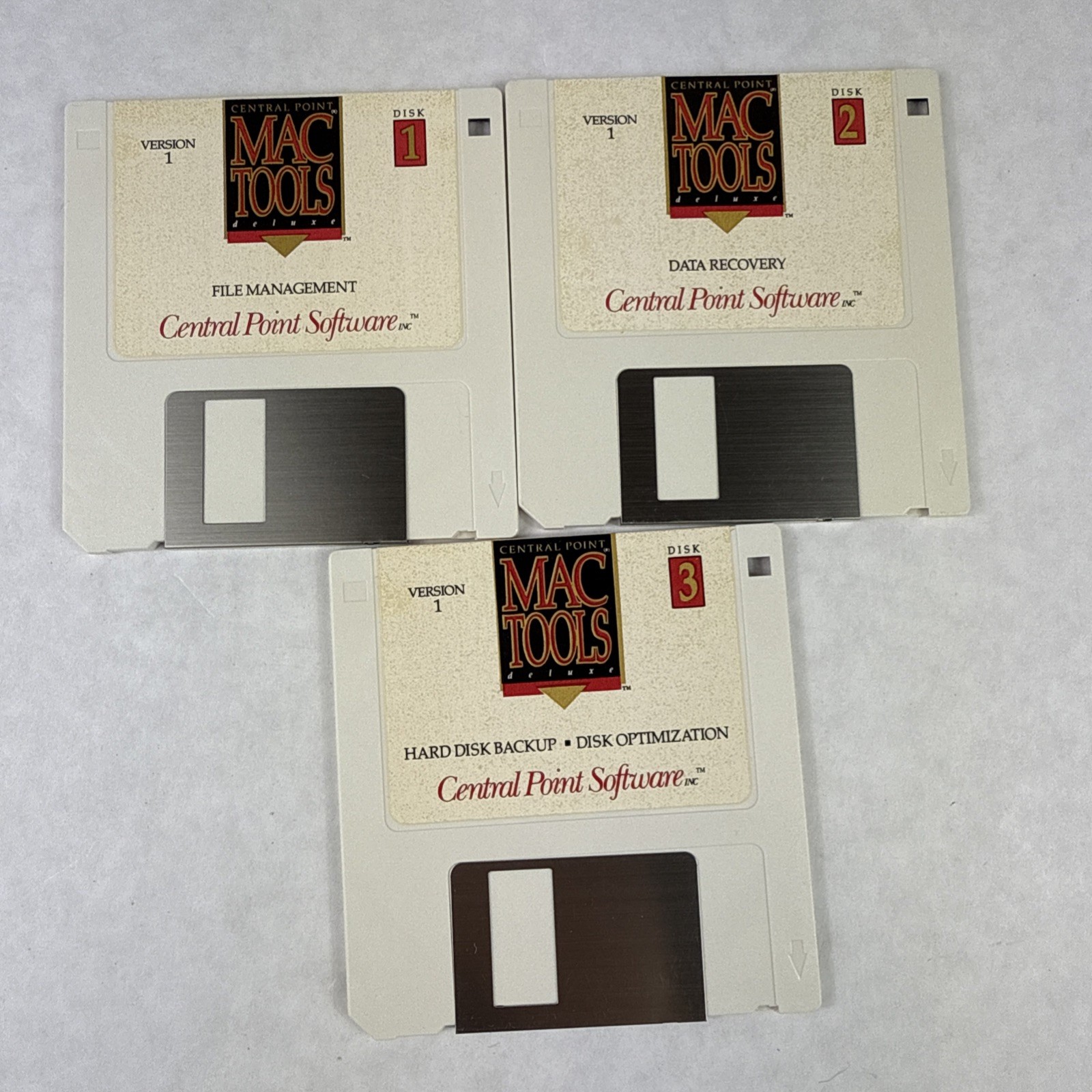 MacTools Software 3.5” Version 1 Central Point Three (3) Floppy Disks VTG 1990