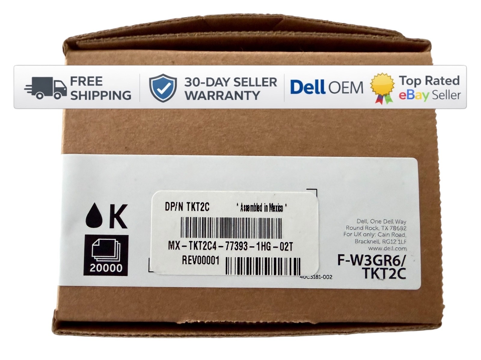 NEW SEALED GENUINE DELL W3GR6 HIGH YIELD TONER CARTRIDGE BLACK S5840 SERIES 20k
