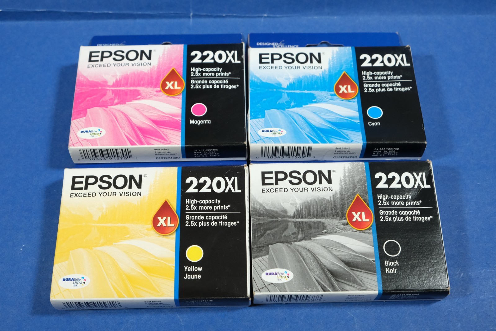 Genuine Epson 220XL Ink Cartridges B/C/M/Y Set 2020 2021