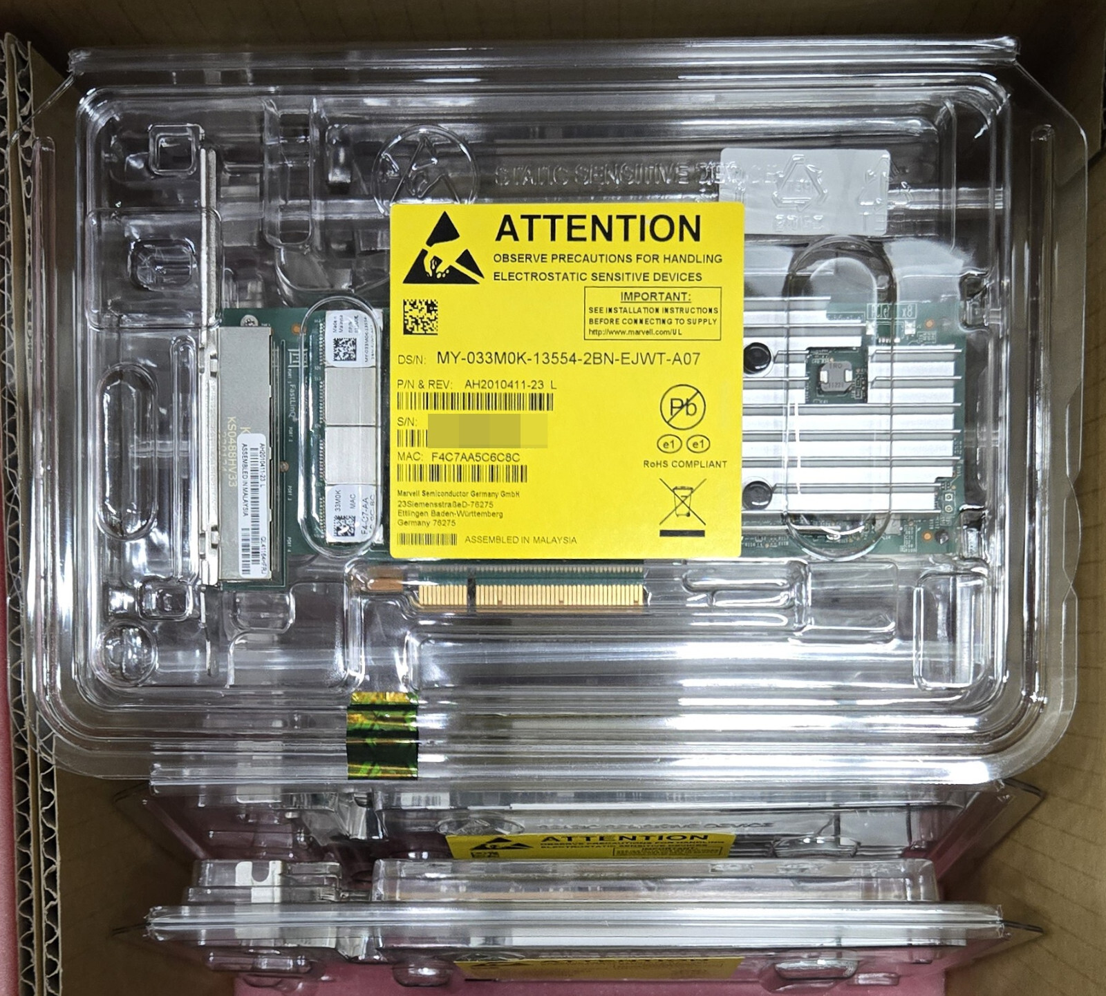 Dell Qlogic QL41164HFRJ Quad Port 10GbE RJ-45 10GBase-T PCI-E Network Card 33M0K