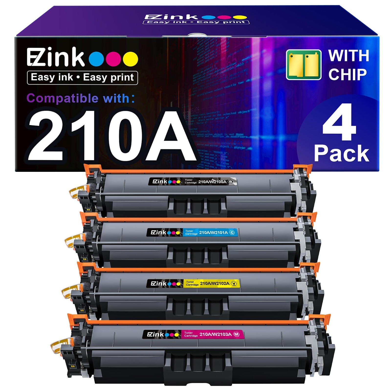 210A Toner Cartridges with Chip: Compatible Replacement for HP 210 & Laser 4301/