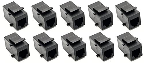 Black RJ11 RJ12 Phone Keystone Jack F/F 10 Pack Fiber Optic Adapter Coupler