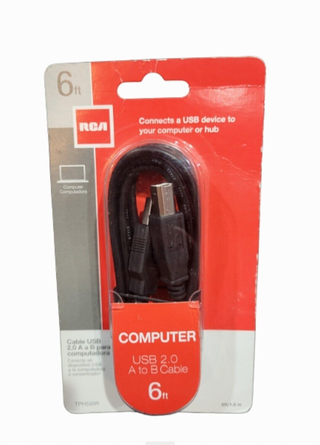 RCA Computer USB 2.0 A to B Cable 6-Feet (TPH520R) Connect USB To Computer