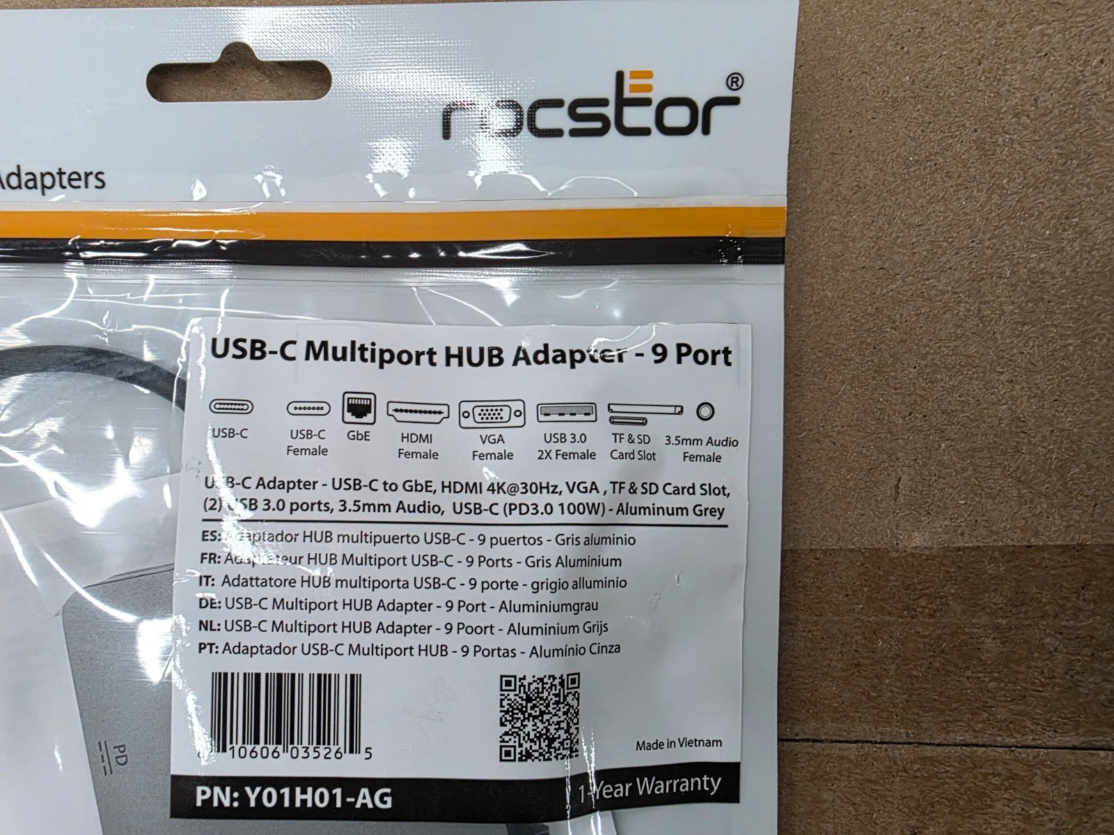 Rocstor  Y01H01-AG  USB-C Multiport HUB Adapter 9 Port Premium New In Bag
