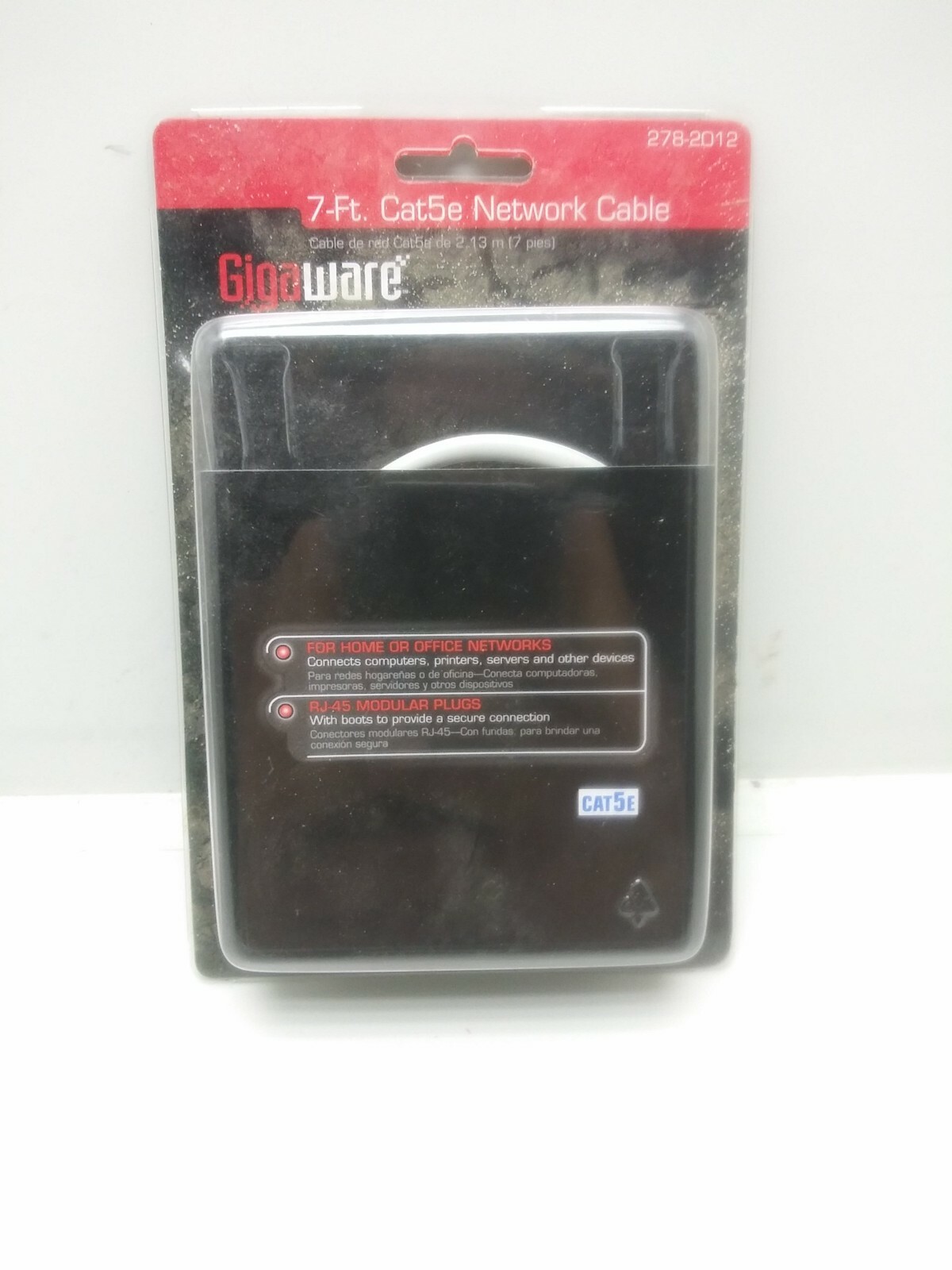 GIGAWARE HIGH QUALITY CAT 5E  278-2012 7-FOOT NETWORK CABLE RJ-45 PLUG WITH BOOT