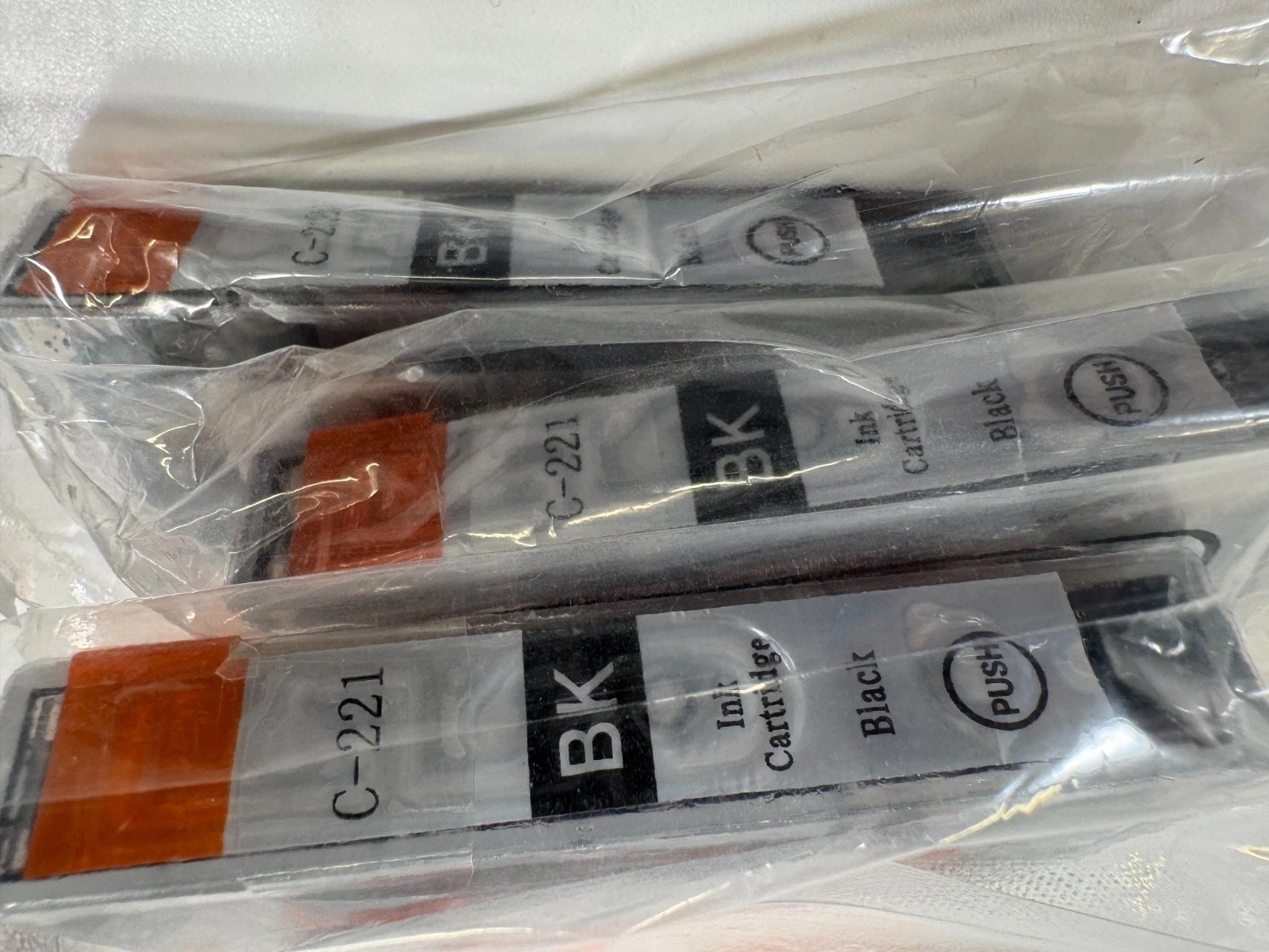 Expired Compatible Canon CLI-221BK Black Ink Cartridges Sealed Lot of 3 Date Unk