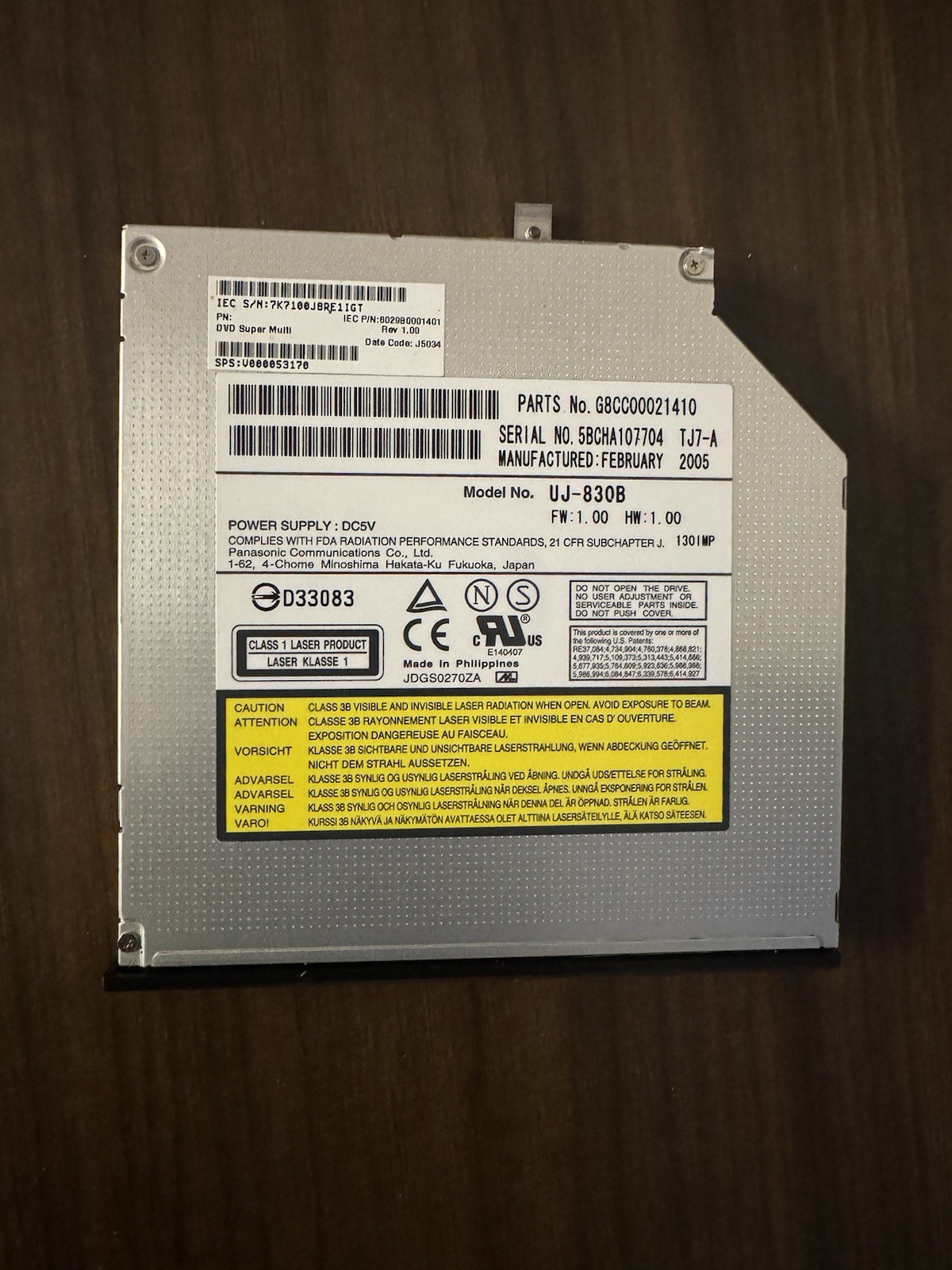 Enhanced CD-RW DVD-ROM Disk Drive-MODEL#UJ-830B