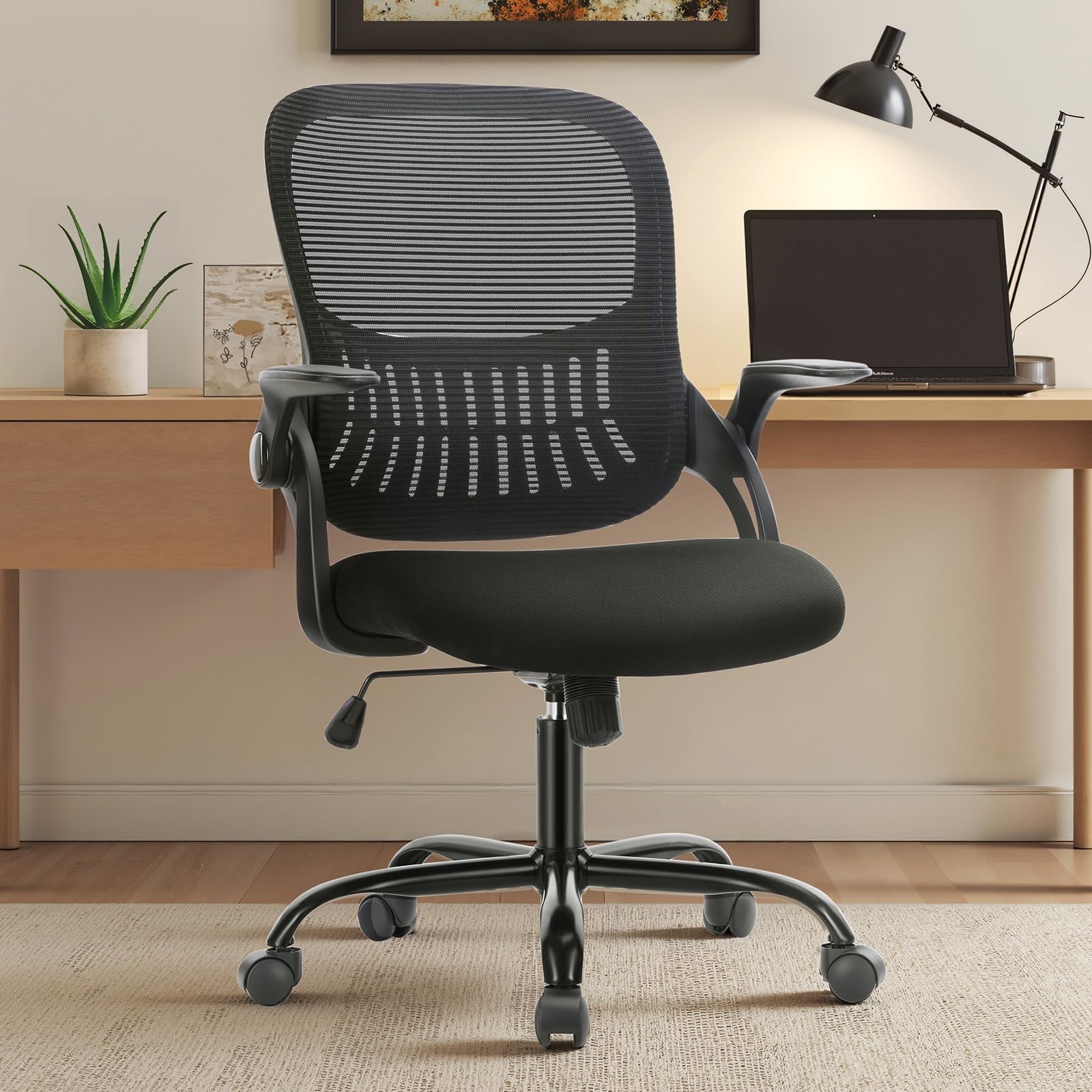 Executive Office Chair Mesh Back Ergonomic Black Sweetcrispy J781B-BK Home