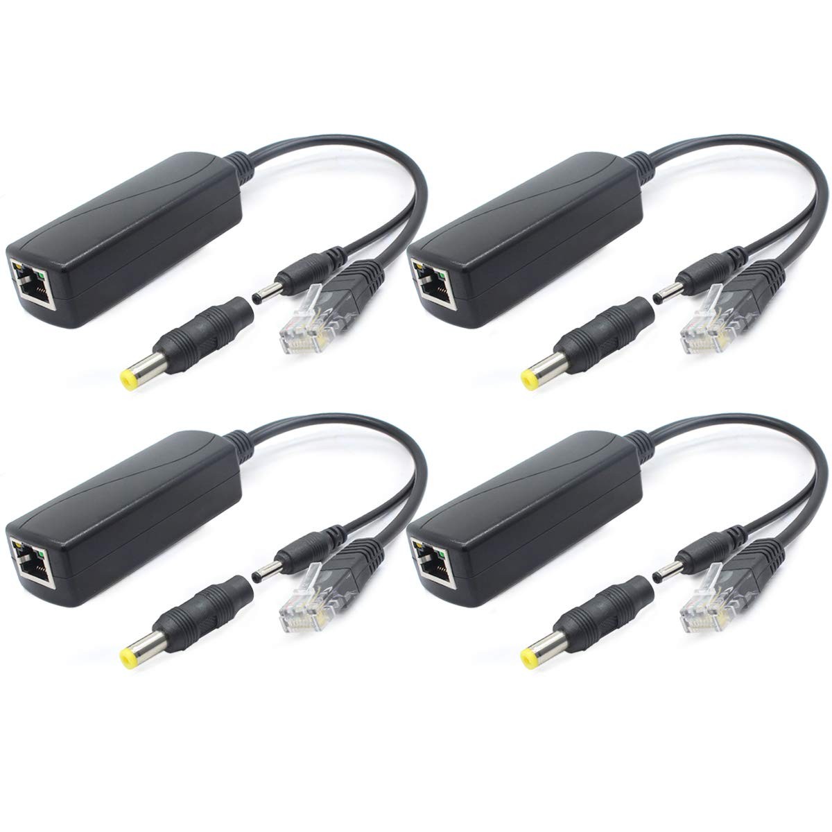 4 Pack 5V Gigabit PoE Splitter 48V To 5V 2.4A Adapter 802.3af IP Camera