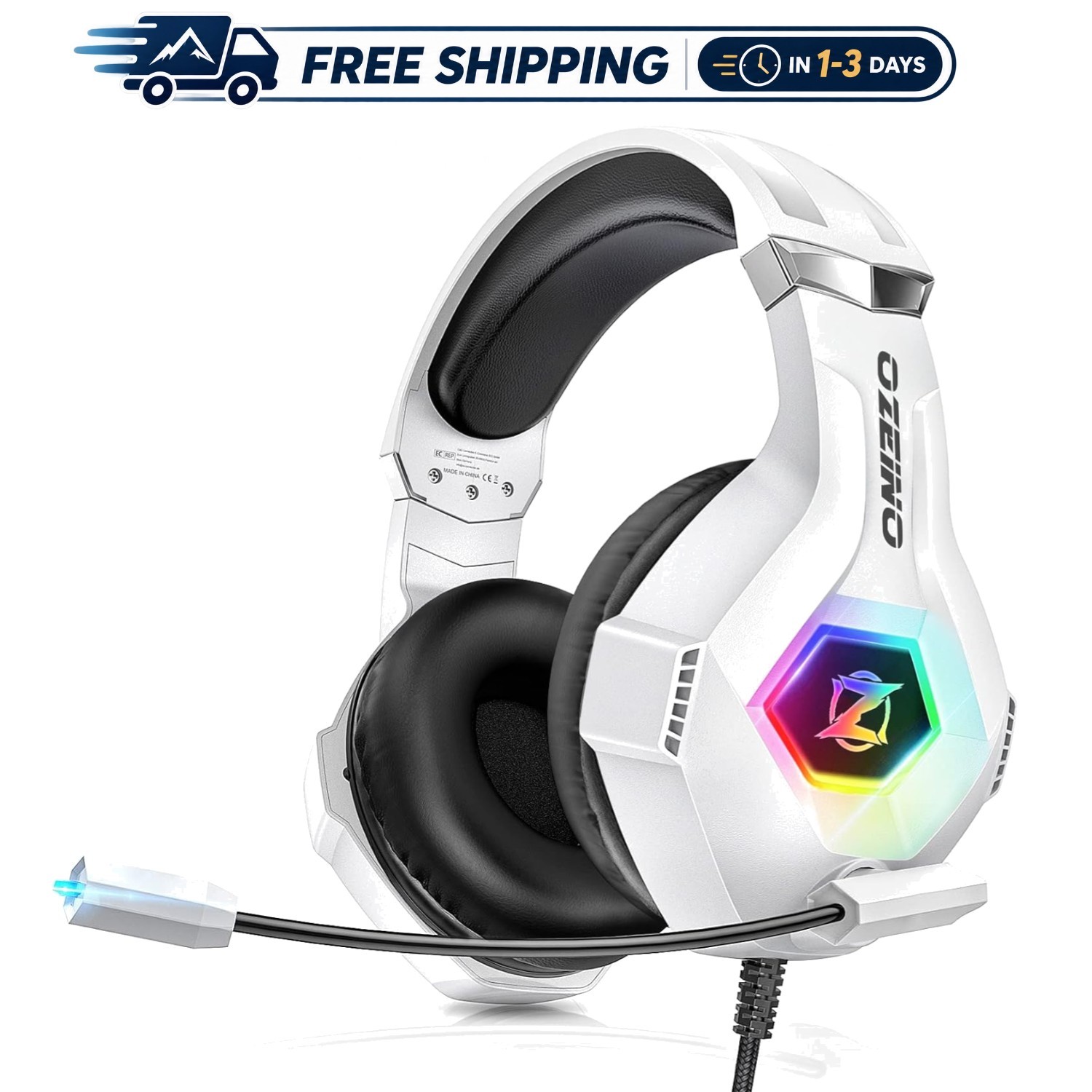 Versatile PC & Console Gaming Headset with RGB Lights & Comfortable Over-Ear Fit