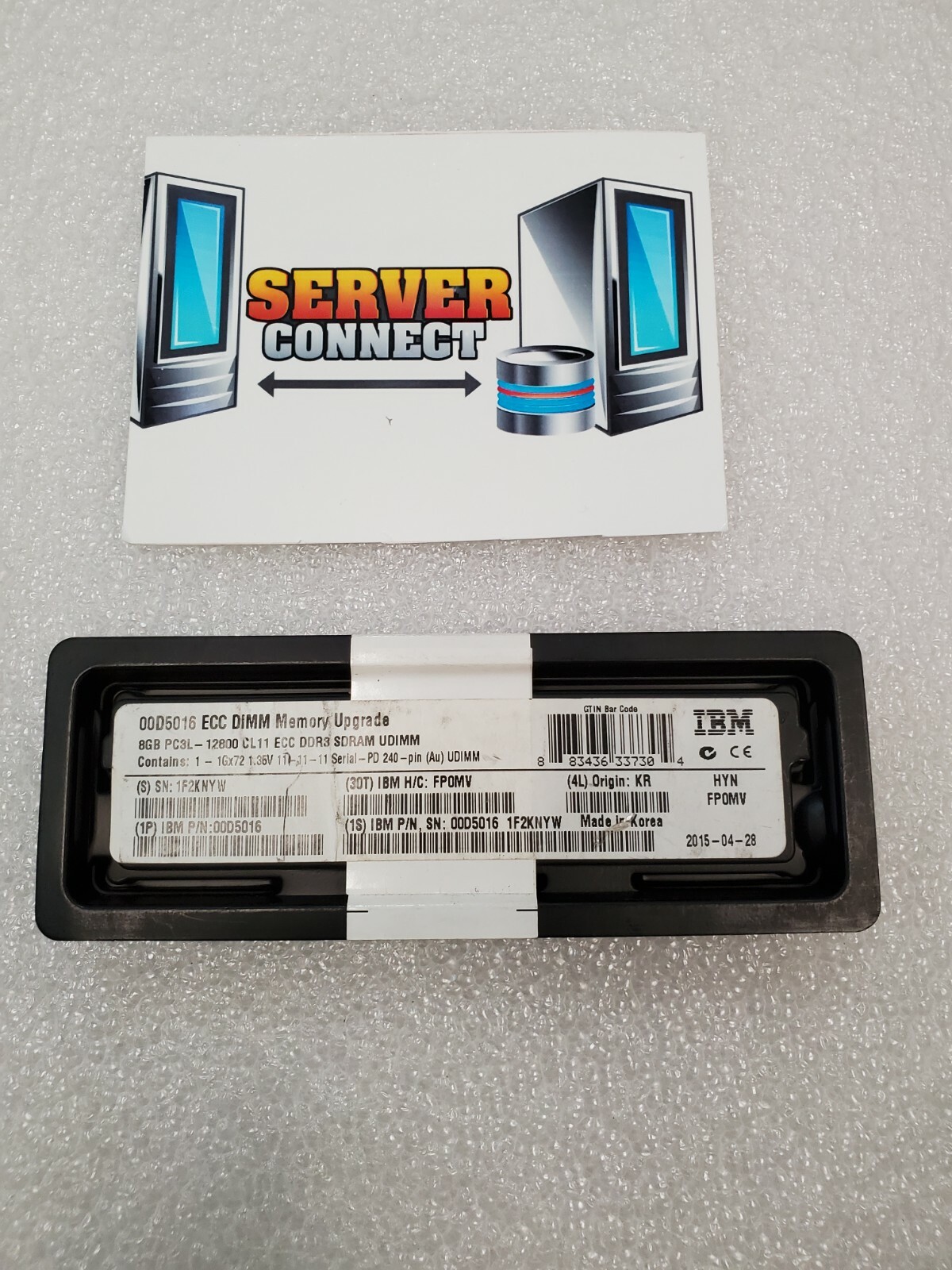 00D5016 IBM 8GB (1X8GB) 1.35V PC3L-12800 CL11-- MEMORY-- 00D5018