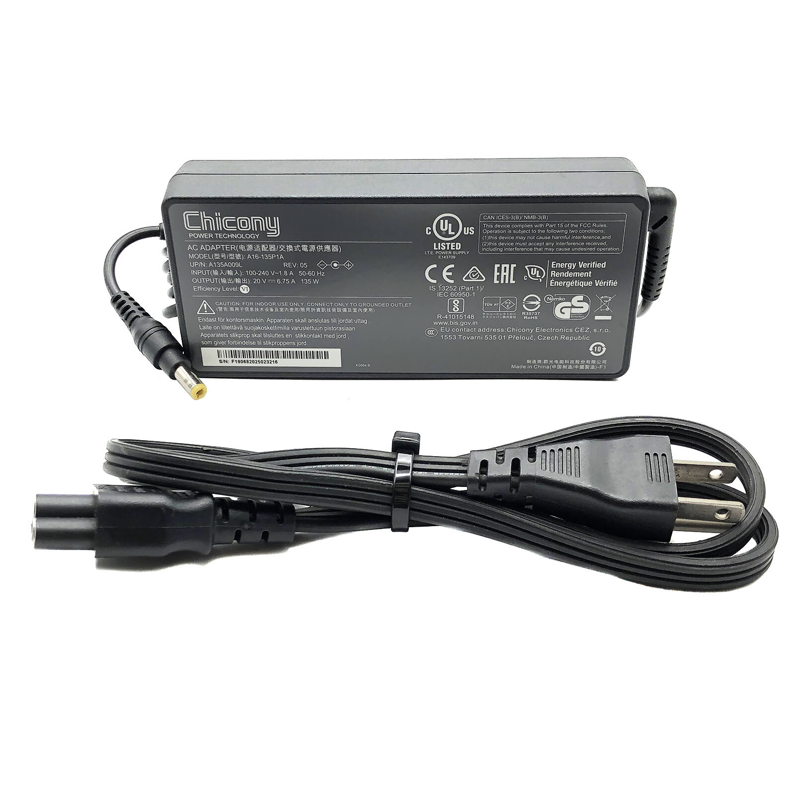 Genuine Chicony A16-135P1A AC Adapter A135A009L 20V 6.75A